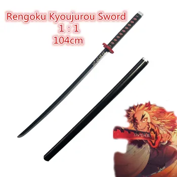 1:1 Anime Kimetsu ne Yaiba Meč Orožje Demon Slayer Rengoku Kyoujurou Cosplay Meč Ninja Nož PU igrača 104 cm
