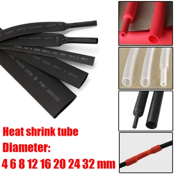1 Meter/Lot 4 mm 6 mm 8 mm 12 mm 16 mm 20 mm 24 mm 32 mm Heat Shrink Cevi Cevi Kabelske Heat Shrink Tube Rokav