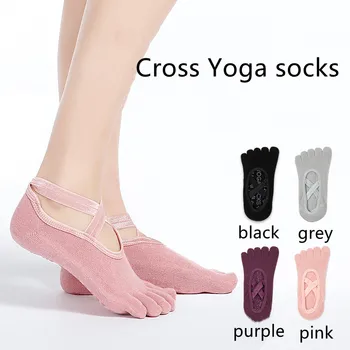 1 par Ženske nogavice modne blagovne znamke v prvotno obliko Joge nogavice križ ples nogavice lepilo izdajanje prst izpostavljenih pet prstov nogavice