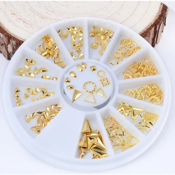 1 Polje Mešani Gold Nail Art Kovinskih Ostružkov, Nail Art Okraski 3D Nohti Pribor Design Bling Kovinski Kovinski Luskast