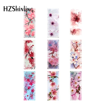 10*25 mm Češnje cvetovi cvet slike Pravokotne Stekla Cabochons Nakit Ugotovitve & Komponente Pol Končal Nakit