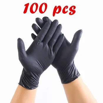 100 kozarcev Black Visoko Elastične Rokavice Nitril Rokavice iz Lateksa Za Laboratorijsko Delo Zgosti Hišne Nege Spray Barva Kuhinja za Enkratno uporabo Rokavice