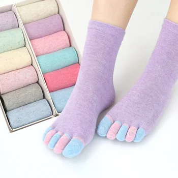 12 Candy Barve Pet Prstov Priložnostne Nogavice Srčkan Posameznih Dihanje Ženske Toe Socking Stranka Darilo Za Rojstni Dan Ena Velikost