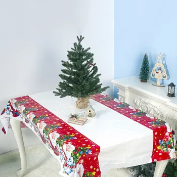180*110 cm Božični Prt Santa Claus Natisnjeni Pravokotnik PVC Prt Novo Leto Božično Večerjo Tabelo Okraski