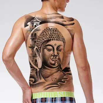 1pc 48*34 cm polno nazaj velike tattoo nalepke je 20 novih modelov Kitajski buda Totta Kralj začasno flash tetovaže barve telesa kul moški