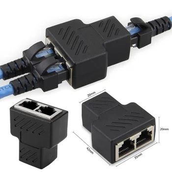 1pc Black Ethernet Adapter Lan Kabel Podaljšek, Cepilec za Internetno Povezavo Cat5 RJ45 Splitter Spojnik Kontaktni Vtič