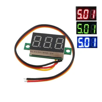 1pcs 0.36 dve žice, DC 2.50, da 30V LCD Digitalni Voltmeter Voltimetro Rdeča/Modra/Zelena LED Amp Volt Meter Merilnik, Merilnik Napetosti