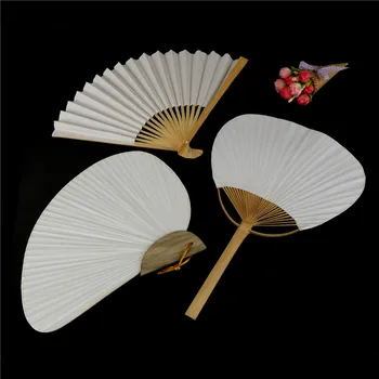 1Pcs Bela Zgibanje Papirja Strani Fan Kitajski Elegantno Bambusa Fan svate Darilo DIY Risanje Papir Fan