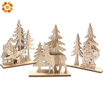 1Set Ustvarjalne DIY Lesa Obrti Božič Santa Claus&Snežaka, Leseni Okraski Za Božično zabavo Dobave Doma Tabelo Okraski