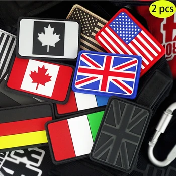 2 KOS PVC Gume, Nemčiji, veliki BRITANIJI Amerika Kanada Italija Francija Zastavo Patch - 3D Zastavo Značke s Kavljem za Jakno Jeans Torbe za Oblačila