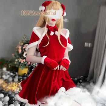 2021 Ženske Božič Božič Seksi Gospa Božiček Cosplay Eksotične Kopalke Perilo Pozimi Rdečo Obleko Devica Enotna