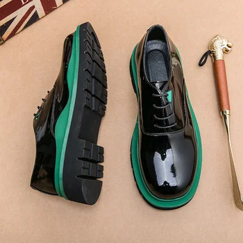 2022 Jeseni elegantni Črni Platformo Moških Oxford Čevlji Udobno Ogledalo Luksuzni Usnjeni Čevlji za Moške Obleko Čevlje chaussures homme
