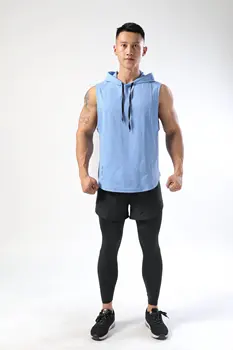 2022 Novih Telovadnic Oblačila Moški Bodybuilding Hooded Vrhu Rezervoarja Bombaž Majica Brez Rokavov Telovnik Fitnes Vadbo Šport Vrhovi Moški