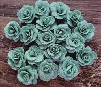 20Pieces/Vrečko Mint Zelena Rose Cvetje Ročno 3,5 CM Tkanine Vrtnice Bombažno Krpo Cvet Strani DIY Poročni Šopek Dodatki za Lase