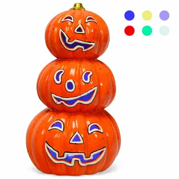 3-Tier Barve-Spreminjanje Osvetljeno Keramični Pumpkin Lantern baterijsko Halloween CM22644