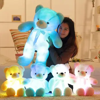 30 CM Svetlobni Plišastih Igrač prižgejo LED Pisane Žareče medvedek Polnjene Živali Lutka Otroci Božično Darilo Za Otroke Dekleta