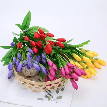 38 cm Snop Umetni Cvetovi Sivke Ponaredek Rastlin Tulipanov Pšenice Pravi Dotik Simulacije Cvetja Za Dom Dekor Šopek, Dekoracijo