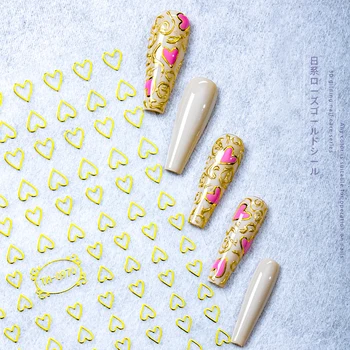 3D nail art nalepke pritisnite na umetno ongles poljski dodatkov belo zlato srce zvezda poletne rože drsnikov folije, nalepk manicura