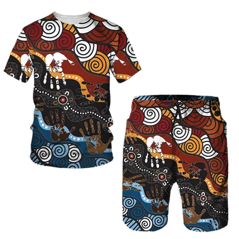3D tiskanih Dashiki T-majica + hlače za moške in ženske obleke Afriške poletje pari retro slogu hip-hop moške hlače, športna oblačila