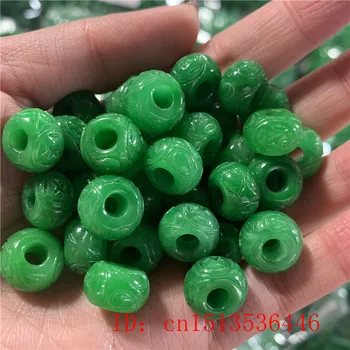 3pc Naravnih Green Jade Vklesan kroglice DIY Zapestnica Bangle Čar Jadeit Nakit, Modni Dodatki Amulet Darila za Ženske, Moške