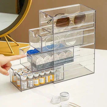 4-plast Plastične Okvirje Škatla za Shranjevanje Pregleden Dustproof Očala Kozmetični Namizne Tiskovine Shranjevanje Rack