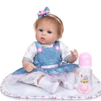 43 cm, Rjave Lase, ki so Prerojeni Baby Doll Čudovit Mehko Veren Simulacije Bebe Igrače za Dekleta