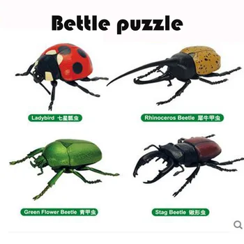 4PCS/ veliko Plastičnih Puzzle za otroke, 3D, živali, žuželk Hrošč izobraževalne igrače