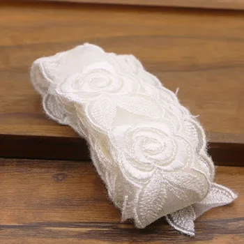 4yard 3.4 cm širok bel cvet vezenje očesa bombažno nit strani DIY čipke šivanje oblačil dodatki