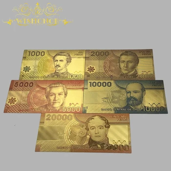 5 Design Lepo Čile 1,000 2,000 10,000 5,000 20,000 Peso Zlato Bankovcev v 24k pozlačeni Za Zbiranje