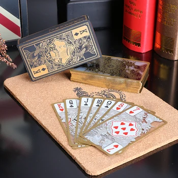 55pcs/set nepremočljiva prozorno pvc plastike poker krova zlato rob igralne karte nastavite zmaj kartico novost visoke kakovosti darilo