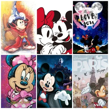 5D Diamond Slikarstvo Strip Disney Mickey Mouse in Walt Disney Navzkrižno Šiv Vezenje Ročno Mozaik, Poln Vaja Doma Dekor