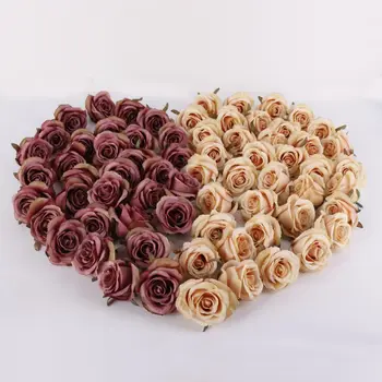 5Pcs 5 cm Umetne Svile Rose Cvet Glave Za Poroko Poroka Doma Dekor DIY Garland ima Cvetje za Dekoracijo Dodatki