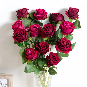 5pcs Umetne Vrtnice Cvetovi Svile Dolgo Vejo Šopek za Poročni Sobi Doma Tabela Centerpiece Dekor Ponaredek Rastlin Venec Opremo