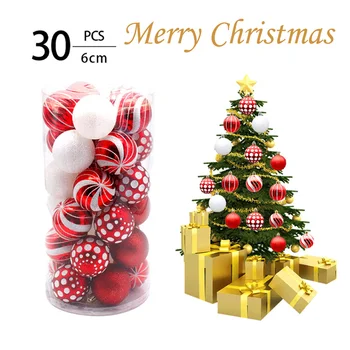 6 cm 30 Kos Sod Božični Kroglice Naslikal Plastičnih Niz Božično Drevo Področja Okras za Hišo 2023 Dnevna Soba Obesek