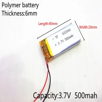 602040 3,7 V 500mAh 062040 Litij-Polymer Li-Po baterija li ionska Baterija za Polnjenje celic Za Mp3, MP4 MP5 GPS, PSP, mobilni bluetooth