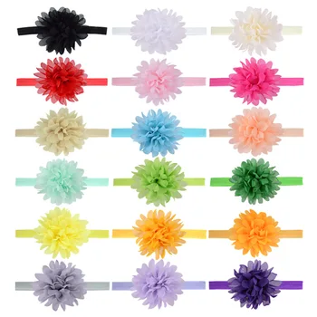 6pcs/veliko Barva Umetnega Cvetja Hairband Newborn Baby Šifon Cvetlični Elastični naglavni Trak Ročno Pokrivala Dodatki