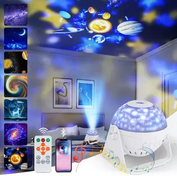7 v 1 Star Planetarij Galaxy Projektor z Bluetooth Zvočnikov 360° Vrtljivost Otroci Nočne Luči Projektor za Domačo Soba Dekor