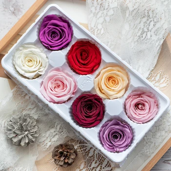 8PCs/Box Konzervirane Sveže Rose Cvet Glave 4-5 CM Posušeni Cvet Vrtnice za medvedek Ročno DIY Večno Cvetlični Aranžma Darilo