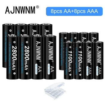 AA + AAA Polnilne Baterije AA 1,2 V 2800mAh AAA, 1,2 V 1100mah Ni-Mh Baterija svetilka igrače watch MP3 predvajalnik zamenjajte Baterije AA