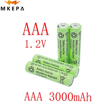 AAA, 1,2 V 3000mAh 1,2 V Kakovosti polnilne baterije AAA 3000mAh za polnjenje Ni-MH 1.2 V baterija