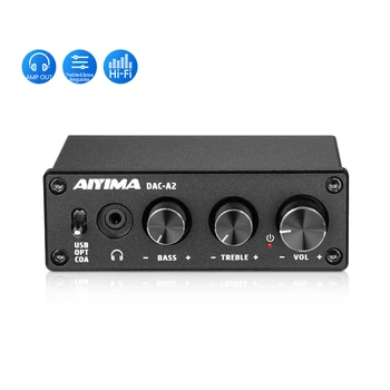 AIYIMA Audio DAC A2 Dekoder Ojačevalec Zvoka Digitalno Analogni Avdio Pretvornik MINI Hi-fi 2.0 Domači Kino USB Koaksialni Optični
