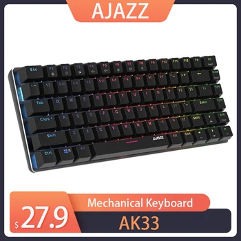Ajazz AK33 82 tipke mehanske tipkovnice ruski / angleški postavitev gaming tipkovnica RGB osvetlitev modra / črna stikalo žično tipkovnico