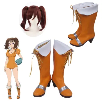 Anime Sedem Smrtnih Grehov Kača je Greh Zavist Diane Cosplay Škornji, Čevlji Lady Dnevno Moda Oranžna Pomlad Čevlji Cosplay Lasuljo
