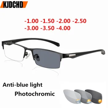 Anti-modra svetloba Photochromic Kratkovidnost glasses Eye Glasses Moški Ženske Recept Očala za Kratkovidnost končal -1-1.5-2-2.5-3-3.5-4.0