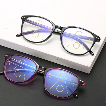 Anti-modra Svetloba Progresivna Multifokalna Obravnavi Očala Ženske&Moških Klasičnih Oversize Okvir Presbyopic Očala Z +1.0+4.0