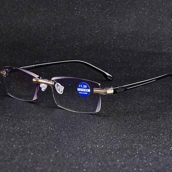 Anti Modra Svetloba Rimless Obravnavi Očala Ženske Moški Modni Brez Okvirjev Presbyopic Očala Dioptrije +0 1.0 1.5 2.0 2.5 3.0 3.5 4.0