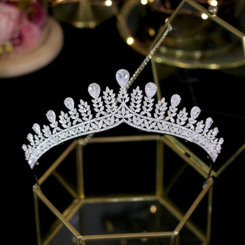 ASNORA Tiaras Luksuzni kubičnih cirkonij, poročne lase krono headdress, visoke kakovosti princesa krono, stranka poroko dobave