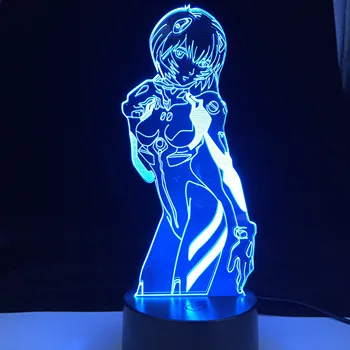 Ayanami Rei Anime Lučka za Soba Dekor 3D Noč Svetlobe Rgb Pisane Namizno Svetilko iLight Manga Darilo Padec Ladijskega prometa Najboljše Darilo