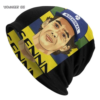 Ayrton Senna F1 Vintage Kape Ulica Skullies Beanies Klobuk Odrasle Moške Plesti Klobuk Moški Ženske Ženske Pozimi Toplo Elastična Bonnet