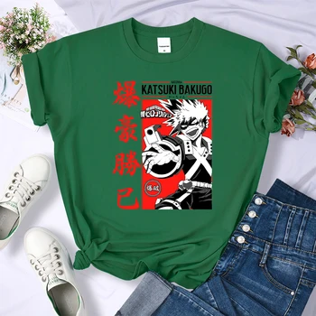 Bakugou Katsuki Moj Junak Univerzami Strip Ženske T-Shirt Ulica Dihanje Majica Fashion Osebnost Obreži Zgoraj Poletje Priložnostne Tshirt